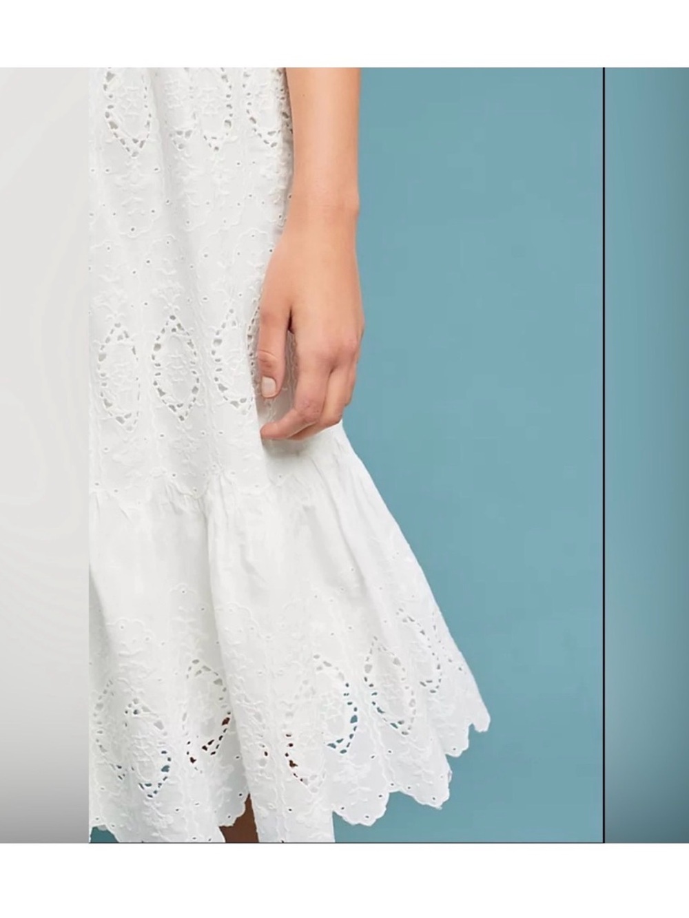 Anthropologie Maeve White Tiered Eyelet Midi Dress | 0 - Picture 6 of 6